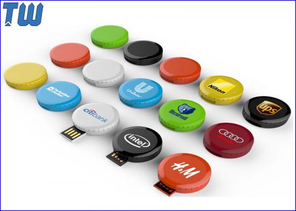 Tiny Twister Round 64GB Flash Drives Customized Branding USB Device