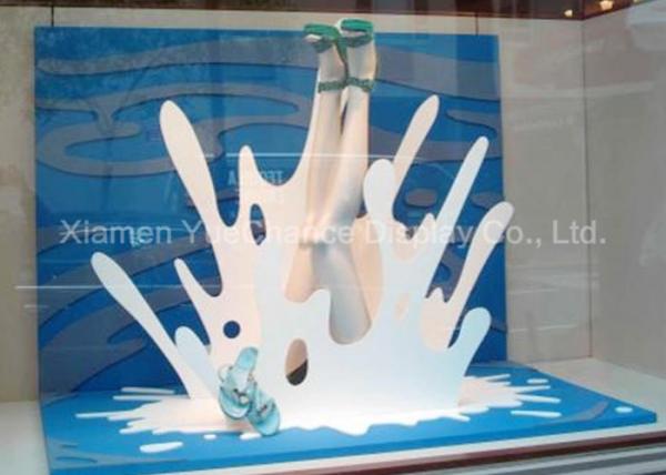 White Color PVC Carve Wave Crafts , Store Window Decorations Spray Color Finish