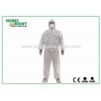 China Durable Cleanroom SMS Disposable Hooded Coveralls 50gsm Zipper Front on sale