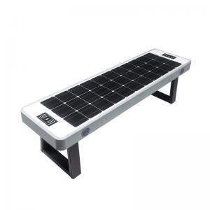 Aluminum Outdoor White Solar Panel Bench With Wired And Wireless Chargers
