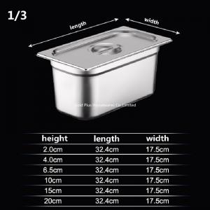 High-volume buffet service food pan eco-friendly restaurant serving chafing dish 1/3 serving dish with lid