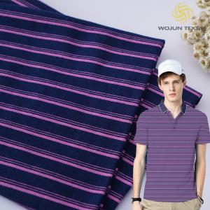 Soft Pure Cotton Plain Weave Striped Material Fabric For Polo Shirt Skin Friendly