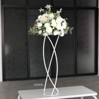 China ZT-547W Unique design white flower stand metal for wedding centerpieces on sale