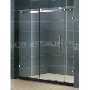 China Frameless Inline Bathroom Shower Enclosures Sliding Door With Big Hanging Wheels 8 MM supplier