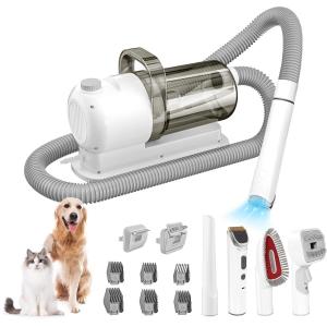 65dB Noise Pet Grooming Kit with Electric Pet Hair Vacuum Clipper Cleaner at 110-220V