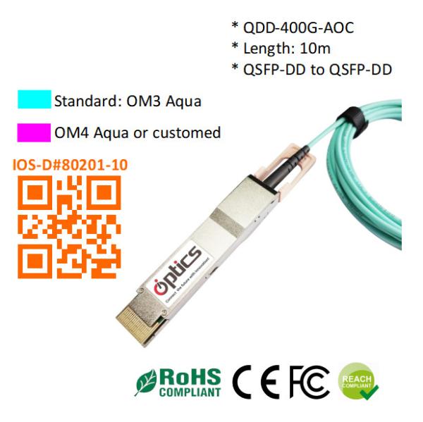 QSFPDD-400G-AOC10M 400G QSFPDD to QSFPDD AOC (Active Optical Cable) Cables 10M 400G QSFP DD AOC