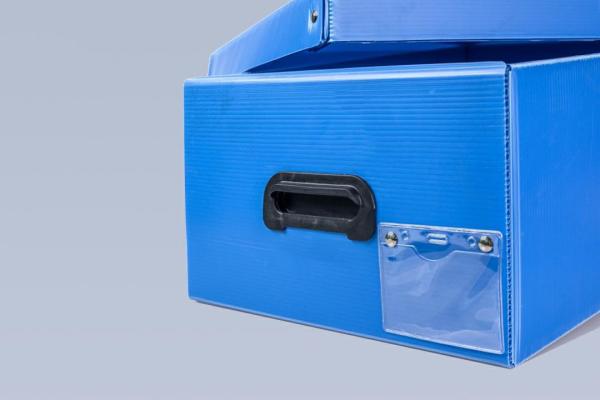 Rectangular Plastic Corrugated Containers Stackable Corrugated Board Boxes Blue