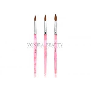 China Pink Acrylic UV Gel Round Nail Art Brushes With Nature Kolinsky Hair supplier