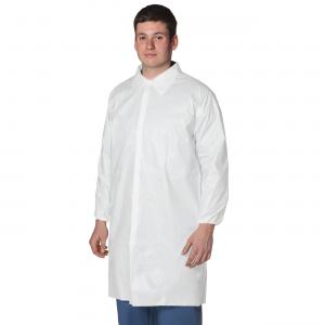 China Breathable Disposable Plastic Lab Coats White / Blue / Orange / Red Color supplier