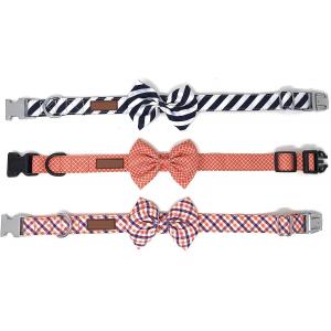 Detachable Bowtie Soft Cotton Dog Collars Custom Fit With Quick Release Buckle