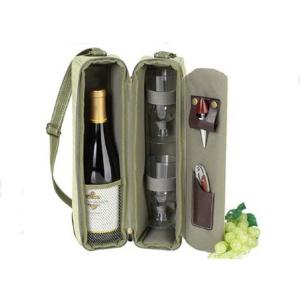 Подгонянная одиночная бутылка вина сумки пикника вина и стеклянная сумка 2 с ремнем