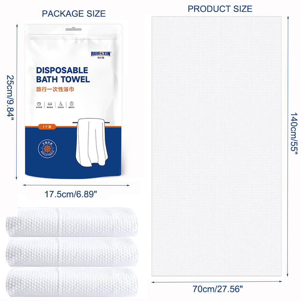 China Free Sample High Quality One Time Use Disposable Bath Towels 55''X27.5'' Large Portable Thicken Individually Wrapped Bath Towels wholesale