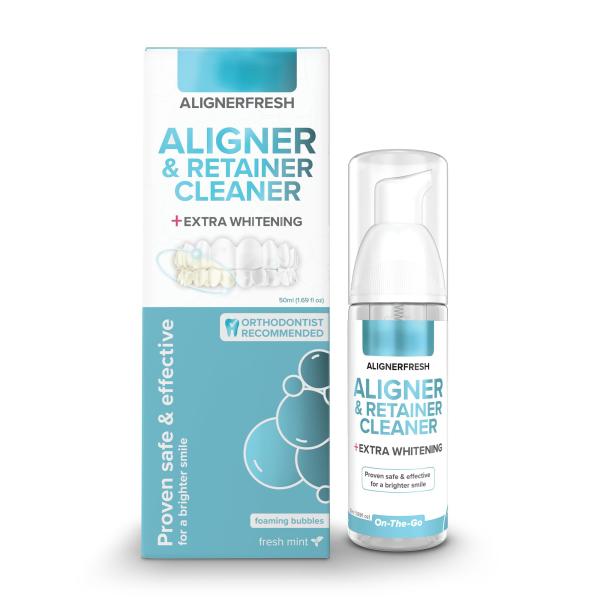 Limpiador de pasta dental blanqueadora en espuma compatible con todos los alineadores transparentes y retenedores 50ml