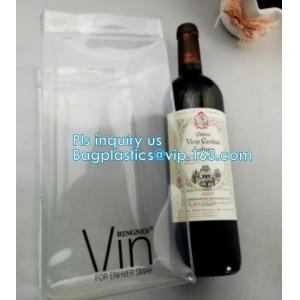 Ice gel pack PVC Can bottle wine cooler bag, Promotional PVC Ice bag for wine, recyclable clear tall PVC wine ice bag