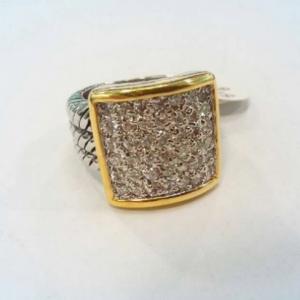 (R-81)New Style Fashion Jewelry Two Gold Plated Pave Clear Cubic Zircon Ring