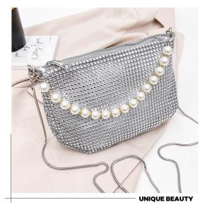 New pearl handle imitation full diamond handbag shoulder bag Cross-border explosive party dinner bag fashion shoulder