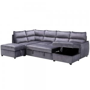 19900 Living Room Sofa Furniture With Storage Bed Tufted Futon Bed, Grey Sofa Bed