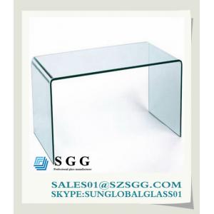 China hot bend glass computer table coffee table console table bent supplier