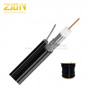 China Outdoor RG6 Quad Shield Coaxial Cable with Steel Messenger CM Rated PVC Jakcet supplier
