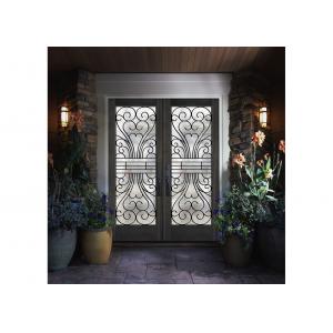 Polished Wrought Iron Double Entry Doors Firm Type Iron Mosaic Glass Thickness 30Mm