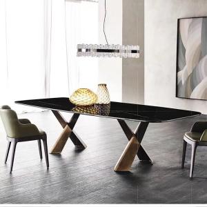 Modern Ceramic Marble Top Dining Table With Chair Rectangle Shape