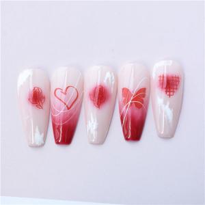 Red Love Heart Designer 3D Nail Sticker Valentine'S Day Nail Water Decal