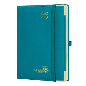 100GSM Ivory Paper 2 Page Weekly Planner Pacific Green PU Cover
