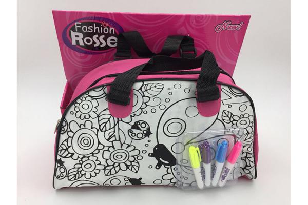 DIY Painting Arts And Crafts Toys Zipper Locked Hand Bag With 4 Marker Pens