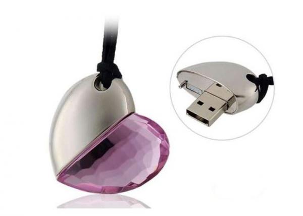 Crystal Lanyard USB Memory Stick Silk Screen Printing Logo For Gifts