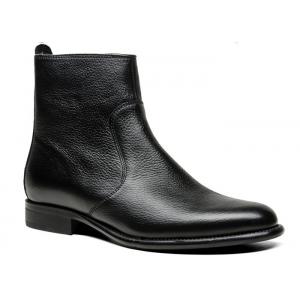 China Wedding Genuine Leather Mens Ankle Boots Black Leather High Top Boots supplier