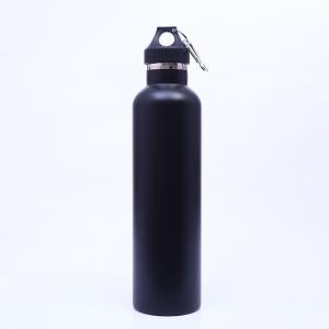 China Black Stainless Steel Drinks Bottle , Slim Insulated Water Bottle Straight Cup Shape supplier