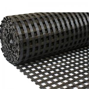 CE/ISO9001 Approved 25-200kn/m Road Construction Uniaxial Biaxial PVC Coated Polyester Geogrid Mesh