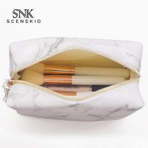 Sac cosmétique en cuir de marbre blanc de Brushe de maquillage d'unité centrale de promotion de blancs de sac