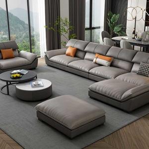 China Wood Pannel MDF Sectional Couch Modern Leather Sofa Set 330*175*95cm supplier