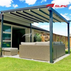 China Waterproof PVC Fabric Retractable Roof Pergola With LED Light supplier