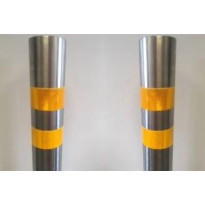 Yellow Mark Safety Posts Bollards , Automatic Security Bollards For Pedestrian Streets