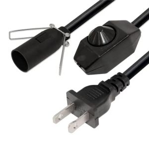 China US 2-Pin Salt Lamp Cord with Dimmer Switch 1.2m Black on sale