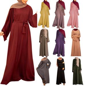 China Women Clothes Middle East Abaya Muslim Solid Color Plus Size Muslim Long Dress supplier