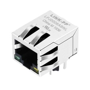 China Pulse J0006D21BNL Compatible LINK-PP LPJ0006ABNL 10/100 Base-T Tab vers le bas vert/jaune Led 1 port prises magnétiques RJ45 Magjack connecteur supplier