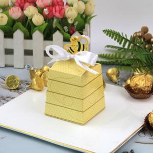 China Honeybee Golden Biodegradable Paper Food Packaging Chocolate Gift Wrap Box supplier
