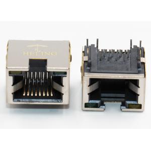 Single Port RJ45 Right Angle Adapter PCB Mount With 50 U" Gold Plating Terminal