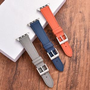 JUELONG Slim Top Grain Saffiano Leather Watch Band 41mm 45mm Watch Straps for Apple Watch Smart Watches