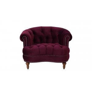China Elegant rosa tufted accent chair burgundy wing armrest chair with velvet fabric supplier