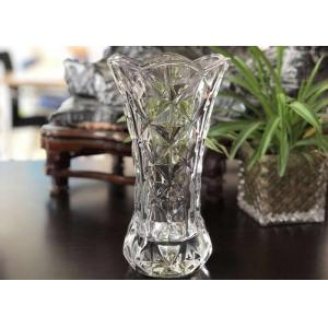 China 25cm Height Transparent Clear Glass Vases Machine Made Desktop In Stock supplier