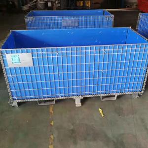 China Galvanized Surface Wire Mesh Storage Cages Wire Container 4 High Stacking Height wholesale