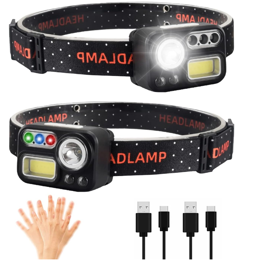  4 Colors in 1 LED Headlamp 500 Lumens Super Bright Motion Sensor Head Lamp