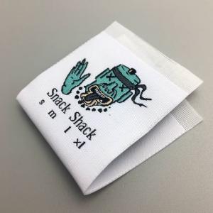 Center Fold Custom Clothing Labels Woven Laser Cut Border