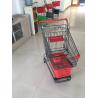 China Grey Powder Coating Grocery Trolley Cart , Large Capacity Shopping Trolley 4 Inch PU Casters wholesale