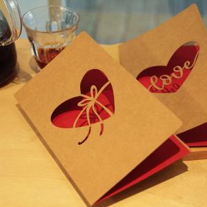 China 10cm Kraft Paper Laser Cut Wedding Cards Red For Wedding Party supplier