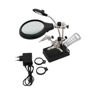 China TOKTOS Magnifying Glass For Workbench With LED Light 3.5X-12X Lens Auxiliary Clip supplier